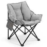 Sekey Campingstuhl faltbar Moonchair gepolstert – breiter Klappstuhl mit hoher Rückenlehne, bis 140 kg belastbar, Outdoor & Indoor, für Garten, Balkon, Terrasse, Grau
