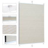 Sekey Wabenplissee ohne Bohren 100 % Verdunkelung, blickdichtes Klemmfix Plissee in Textiloptik, Beige