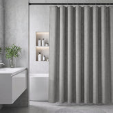 Sekey Hellgrau Duschvorhang 180 × 200 cm, Textil Badewannenvorhang in Leinenoptik, Wasserabweisend & Waschbar, 100 % Polyester, mit Beschwerungsband & 12 Edelstahlringen