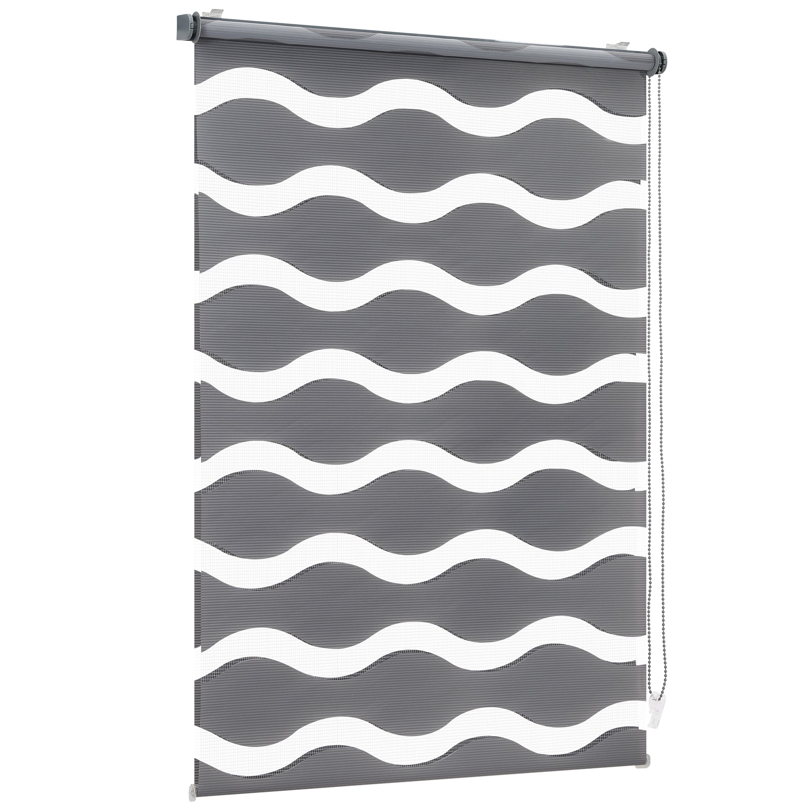 Sekey Doppelrollo Wellenmuster Duo-Rollo Klemmfix ohne Bohren - Lichtdurchlässig & Blickdicht, Fensterrollo für Wohnzimmer, Schlafzimmer & Büro Sekey
