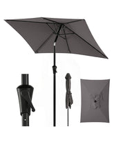 Sunula Sonnenschirm Rechteck 210x140 cm mit Kurbelsystem – stabiler 38 mm Stahlrohr Marktschirm mit Neigefunktion für Balkon, Terrasse & Garten