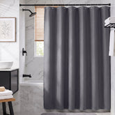 Sekey Dunkelgrau Duschvorhang 180 × 200 cm, Textil Badewannenvorhang mit Waffelstruktur, Wasserabweisend & Waschbar, 100 % Polyester, mit Beschwerungsband & 12 Edelstahlringen