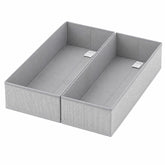 Sekey Schubladen Organizer 2er Set – Faltbare Aufbewahrungsboxen aus Vliesstoff für Kleidung, Unterwäsche & Accessoires, 22 x 51 x 11 cm, Hellgrau Leinenoptik