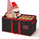 Salcar Schwarze Aufbewahrungsbox für 128 Weihnachtskugeln Faltbare Christbaumkugel-Box 64,8×32,3×34,2 cm mit 128 Fächern, Tragegriffen & Doppelreißverschluss