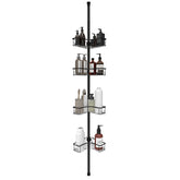 Sekey Duschregal Ohne Bohren – Höhenverstellbares Eck-Duschregal 79–315 cm mit 4 Körben & Klicksystem, Stabiles Teleskop-Dusch-Organizer für Badezimmer