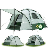 Sekey 2-Personen Campingzelt mit Hydraulik Pop-up System – Wurfzelt wasserdicht PU3000+, UV50+ Schutz, 2-in-1 Kuppelzelt mit Vorzelt & Markise für Outdoor & Familie