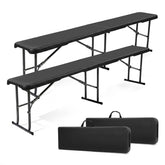 Sekey Klappbare Bierbank*2 183 cm – Kunststoff Campingbank & Bierzeltbank bis 300 kg Belastbar, Gartenbank Klappbar mit Tragegriff, Schwarz