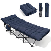 Sekey Feldbett Klappbar 190 × 71 × 35 cm – Campingbett mit 7 cm Matratze, Campingliege & Angelliege bis 200 kg, Faltbares Gästebett aus 1200D Oxford-Gewebe für Camping, Garten & Outdoor, Dunkelblau
