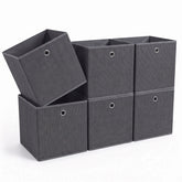 Sekey Aufbewahrungsboxen 6er Set 33 × 33 × 33 cm – Faltbare Stoffboxen mit Grifföse, stabile Ordnungsboxen für Kallax-Regale, Grau