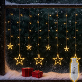 Salcar LED Sterne Lichtervorhang 1m x 1m mit 69 LEDs & 6 Sternen – Warmweiß, 8 Modi, USB, Weihnachts- & Partydeko