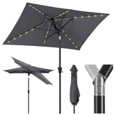 Sekey Sonnenschirm 300 x 200 cm Rechteckig Gartenschirm mit LED-Solar-Beleuchtung Sekey