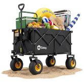 Sekey Bollerwagen faltbar mit Luftreifen 23×10 cm – Strand Bollerwagen klappbar bis 200 kg, 200L Transportwagen für Strand, Camping & Familie, 4032