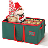 Salcar Grüne Aufbewahrungsbox für 128 Weihnachtskugeln – Faltbare Christbaumkugel-Box 64,8×32,3×34,2 cm mit 128 Fächern, Tragegriffen & Doppelreißverschluss
