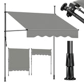 Sekey Klemmmarkise ohne Bohren Grau (150–350 cm Breite), 130 cm Ausfall, 0–90° verstellbar, wasserdicht & UV-Schutz (UPF 50+), Balkon Markise mit Handkurbel für Balkon, Terrasse & Garten