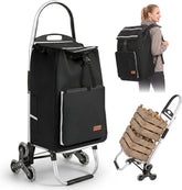 Sekey Einkaufstrolley klappbar 3-in-1 – Einkaufstrolley, Sackkarre & Rucksack mit Treppensteiger-Rädern, leichter Aluminiumrahmen, faltbar & stabil für Einkauf, Reisen und Senioren
