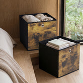 Sekey Aufbewahrungsboxen 6er Set 33 × 33 × 33 cm – Faltbare Stoffboxen mit Grifföse, stabile Ordnungsboxen für Kallax-Regale, Braun