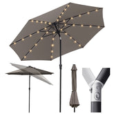 Sekey Solar-LED Sonnenschirm 300cm mit 40 LED, UV 50+, Alu-Sonnenschirm mit Kurbel Sekey