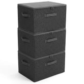 Sekey Aufbewahrungsboxen mit Deckel & Griffen – Faltbare Stoffboxen Organizer 50×30×30 cm, stapelbar für Kleiderschrank & Regal – 3er/6er Set, Anthrazit
