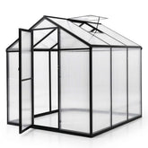 Sekey Aluminium-Gewächshaus 185x185x195 cm – Wetterfestes & winterfestes Tomatenhaus mit 6 mm Hohlkammerplatten und nach außen öffnender Tür