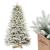 Salcar 180 Künstlicher Weihnachtsbaum mit Schnee, Holzständer, mit 908 Spitzen aus PVC und PE Salcar
