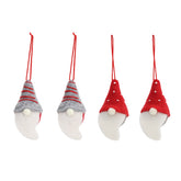 Salcar Christbaumschmuck 4er Set – Handgefilzte Weihnachtsanhänger Wichtel 10 cm aus Wollfilz, Rot & Grau, Baumschmuck Handarbeit für Weihnachtsbaum & Fenster