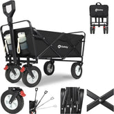 Sekey 100L / 200KG Faltbarer Bollerwagen, mit Bremsen und Vollgummirädern Sekey