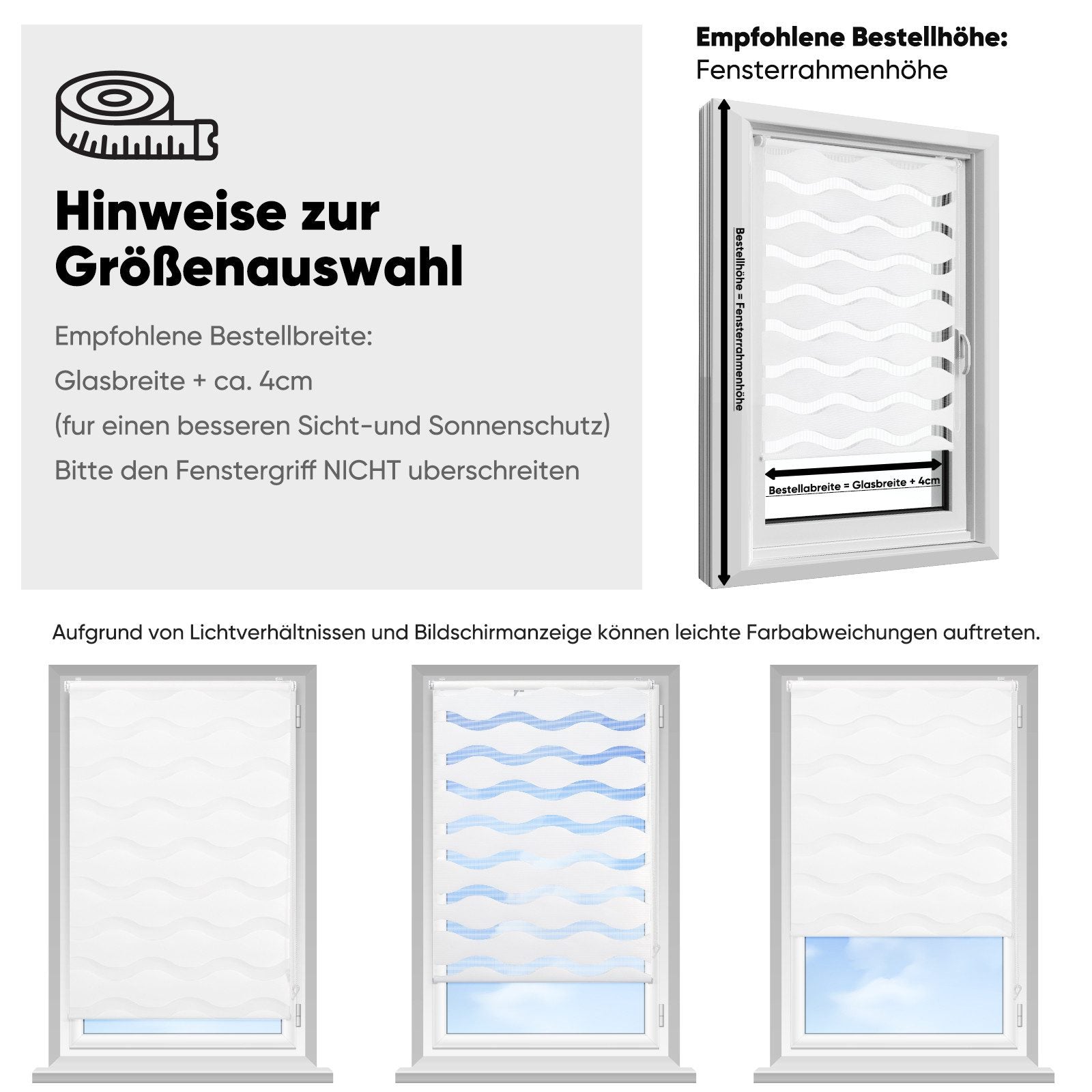 Sekey Duo-Rollo mit Wellenmuster - Doppelrollo Klemmfix ohne Bohren für Fenster, Sicht- & Sonnenschutz Sekey