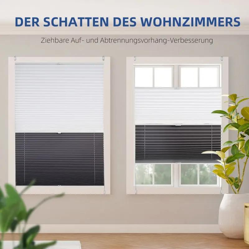 Sekey Plissee Day+Night ohne Bohren, 100% Verdunkelung, einfarbig Sekey