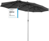 Sekey Doppelsonnenschirm 160 × 300 cm – Großer Sonnenschirm mit Kurbel & Knickfunktion, UV50+ Marktschirm, windstabil, Weiß / Grau