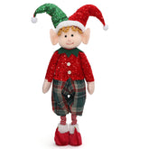 Salcar Weihnachtsjunge 60–90 cm – Stehende Weihnachtsfigur mit teleskopierbaren Beinen, Rote Kleidung & Zipfelmütze, Weihnachtsdeko für Wohnzimmer & Kinderzimmer