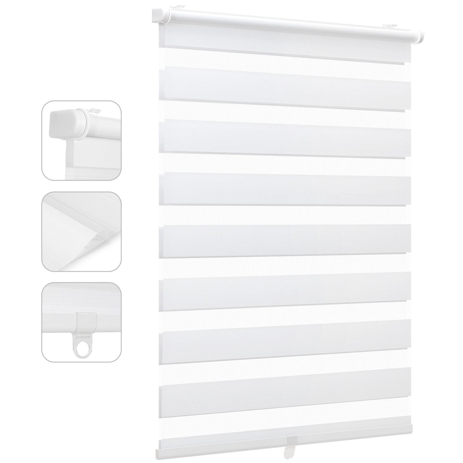 Sekey Schnurloses Doppelrollo Klemmfix - Weiß - Duo Rollo ohne Bohren für Fenster & Türen Sekey