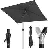 Sekey Aluminium Sonnenschirm Rechteck mit Kurbel & Knickfunktion – UV50+ Gartenschirm 38 mm Stange, 12x18 mm Streben für Balkon, Terrasse & Garten
