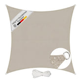 Sunula Sonnensegel wasserdicht Quadratisch – PES 160g/m² mit heißversiegelter Naht, UV-Schutz 95% UPF50+, reißfest & wetterfest mit Edelstahl-D-Ringen für Balkon, Terrasse & Garten (Taupe)