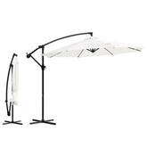 Sekey® Ampelschirm 300 cm mit Kurbel – UV50+ Sonnenschirm Gartenschirm, stabiler Alu-Marktschirm mit 8 Streben, Beige / Grau / Weiß