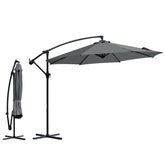 Sekey® Premium Ampelschirm 300 cm – UV50+ Sonnenschutz, stabiler Kurbel-Sonnenschirm mit Aluminiumgestell, 8 Streben, Beige / Grau / Weiß