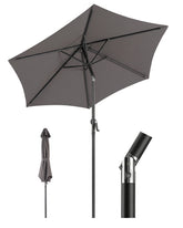 Sekey Sonnenschirm 200 cm mit Kurbel & Knickfunktion, UV-Schutz 50+, stabiler 6-Rippen-Konstruktion, Balkon Sonnenschirm für Terrasse, Garten & Strand