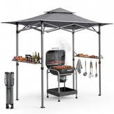 Sekey Grillpavillon Faltbar 250 x 150 cm – Wetterfest & Winterfest, Pop-Up Grillüberdachung mit UV-Schutz 50+, Tragbarer BBQ Pavillon für Garten, Terrasse & Camping