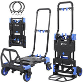 Sekey 2-in-1 Klappbare Sackkarre & Transportwagen 150 kg Tragkraft, Leichter Alurahmen, TPR-Doppellagerräder, Feststellbremse & Höhenverstellbarer Griff, inkl. 2 Expanderseile