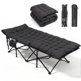 Sekey XXL Klappbett 202 × 80 × 45 cm – Extra breites Feldbett mit 7 cm Matratze, Campingbett bis 200 kg, Faltbares Gästebett mit Seitentasche aus Oxford-Gewebe für Camping, Garten & Outdoor