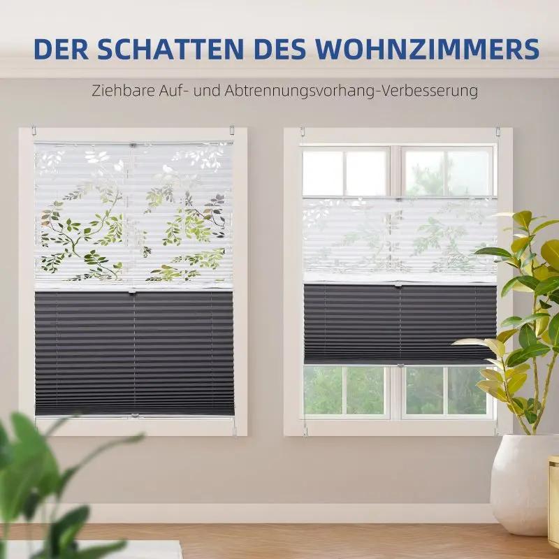 Sekey Plissee Day+Night ohne Bohren, 100% Verdunkelung, mit Muster Sekey