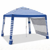 Sekey Strandmuschel Pop Up 240x240 cm blaues Strandzelt mit UV50+ Schutz für 4 bis 6 Personen, blau streifen