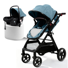 Sekey BW600 3-in-1 Kombi-Kinderwagen Reisesystem mit Babyschale, Liegewanne & Buggy, Moskitonetz, Regenschutz, Federung, 5-Punkt-Gurt, All-Wetter Travel System 0 Jahre