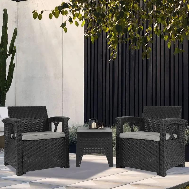 Sekey 3-teilig Gartenmöbel Set, 2 Sessel und Gartentisch Sekey