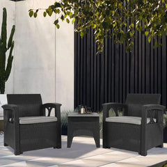 Sekey 3-teilig Gartenmöbel Set, 2 Sessel und Gartentisch Sekey