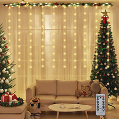 Salcar LED Lichtervorhang Sterne 2×1m, 50 LEDs, Warmweiß, 8 Modi, USB, Timer & Memory, Dimmbar mit Fernbedienung, Weihnachtsbeleuchtung Fenster Deko für Innen Salcar