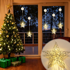 Salcar LED-Stern Ø15 cm – Warmweiße Fensterdeko, Batteriebetrieben, Mit Saugnapf, Kabellos & Flexibel, Perfekte Weihnachts- und Partystimmung