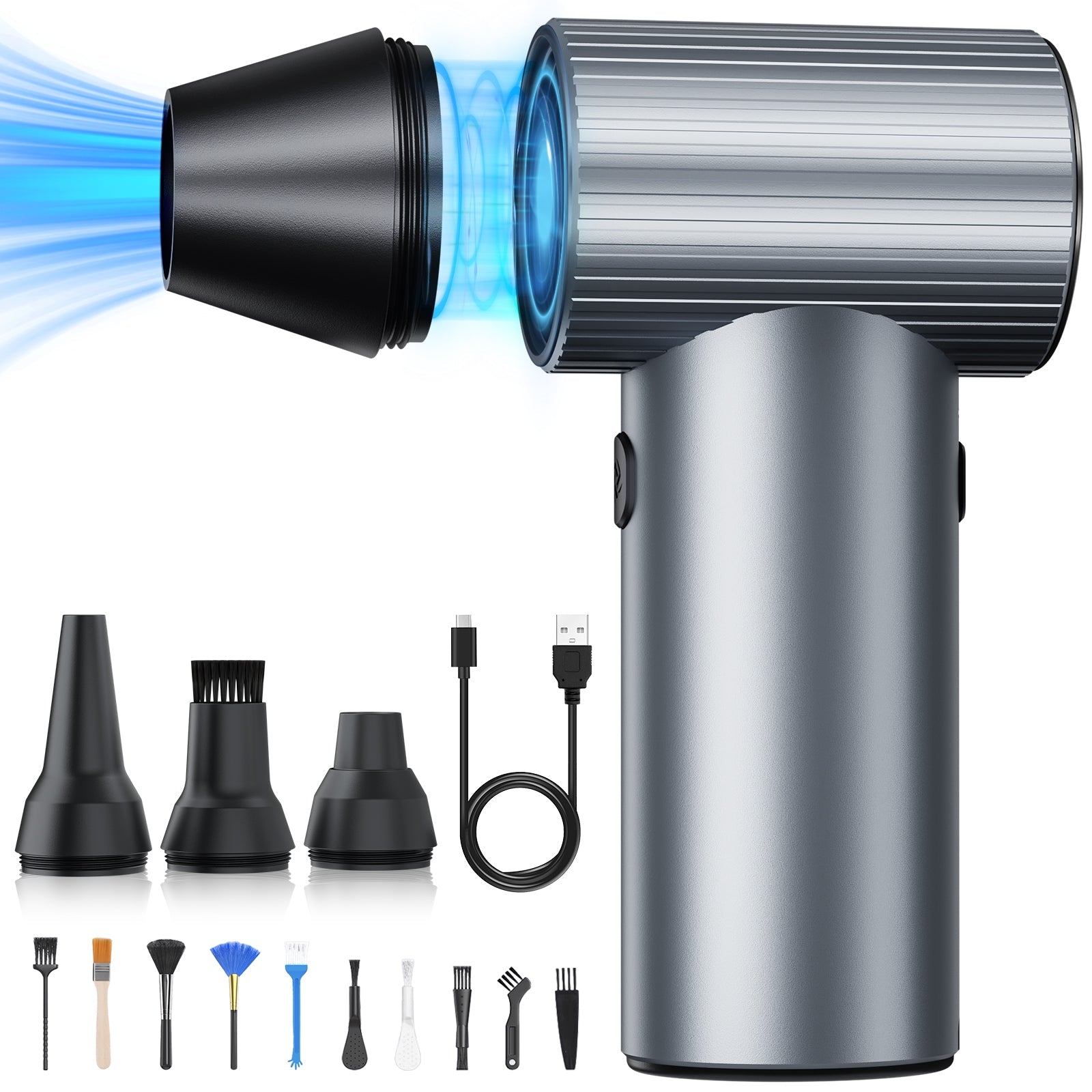 Salcar Elektrisches Staubgebläse X7 – Tragbares 3-Gang Air Duster mit Ultrakurzer Laufzeit für PC, Auto & Outdoor Salcar