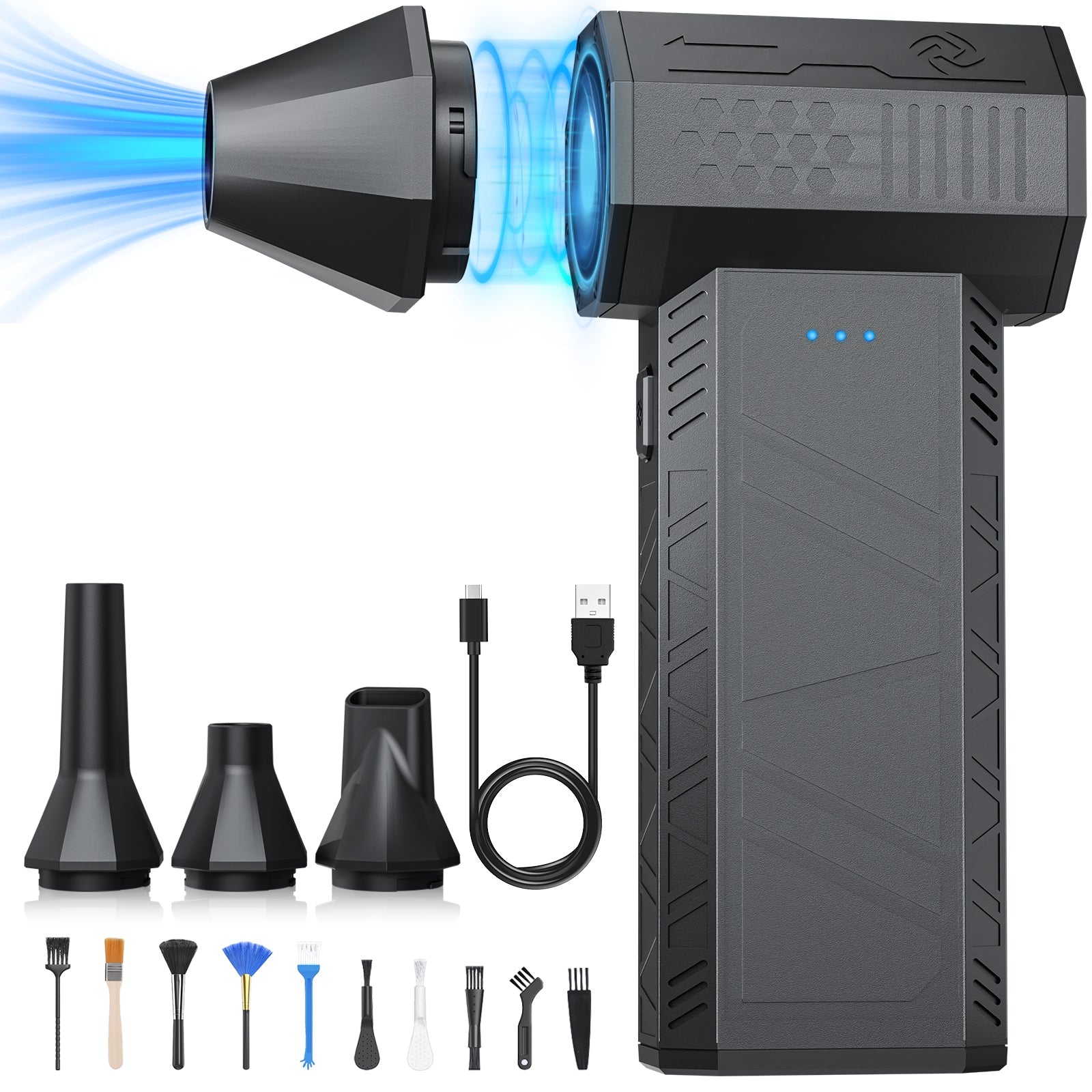 Salcar Elektrischer Air Duster X3 mini mit 110.000 U/min – Tragbares & Wiederaufladbares Staubgebläse mit Turbomodus für PC, Auto & Haushalt Salcar