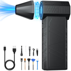 Salcar Elektrischer Air Duster X3 mit 130.000 U/min – Tragbares & Wiederaufladbares Staubgebläse mit 3 Stufen, Turbotaste & Super-Power für PC, Auto & Haushalt Salcar
