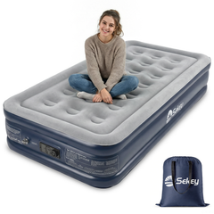 Sekey XXL Luftmatratze selbstaufblasend 1 Person 203×102×40 cm, extra hohes Luftbett Einzelbett mit integrierter elektrischer Pumpe, beflockte Oberfläche, schnell aufblasbar & platzsparend